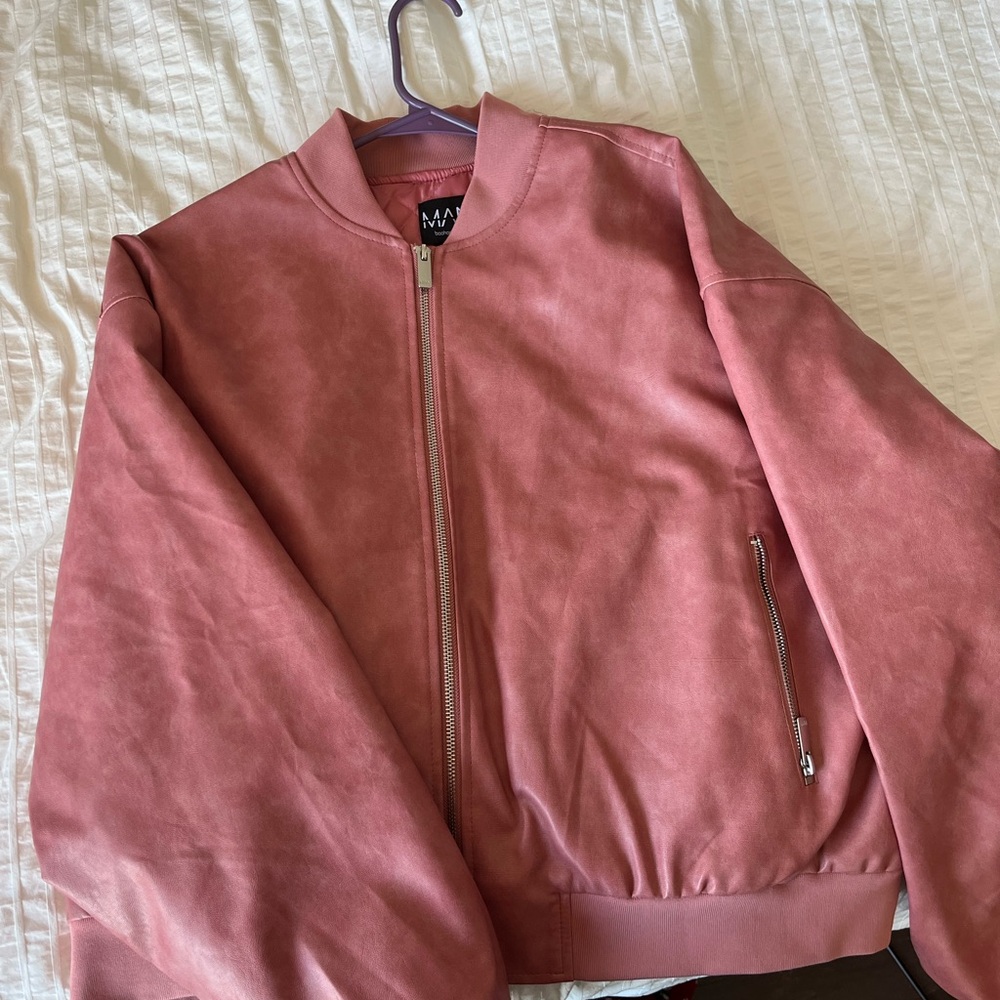Boohoo Mens Pink Bomber Jacket